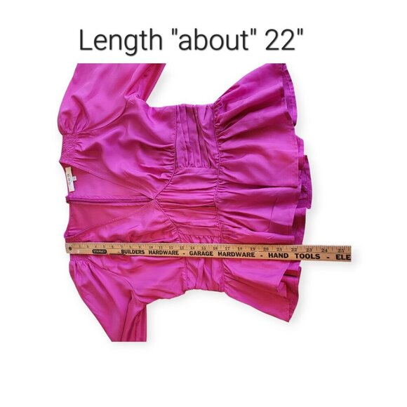 Sea New York Fabiola Silk Habotai Blouse Ruched Smocked Detailing Magenta 10 - Picture 10 of 15